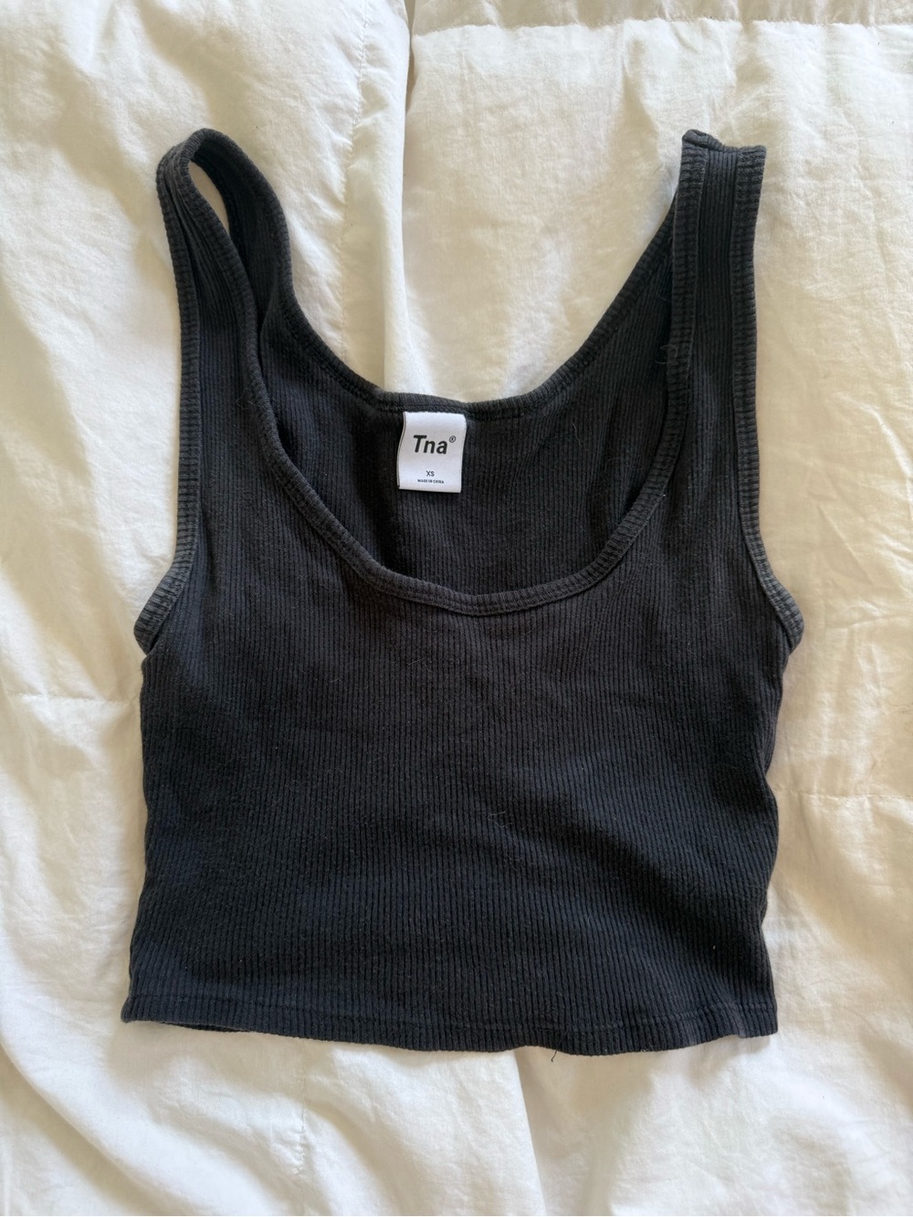 TNA Black Ribbed Crop Tank
